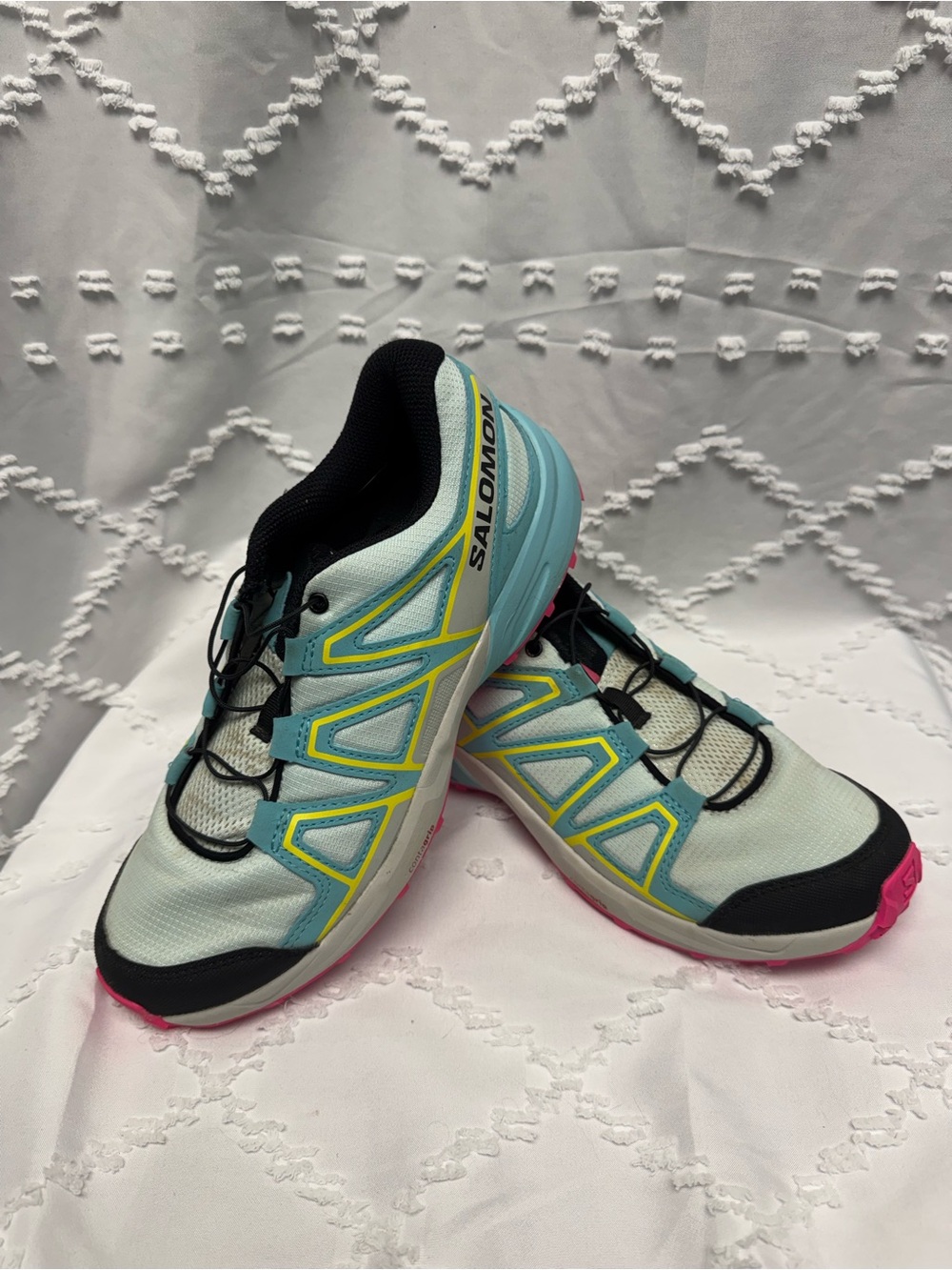 Salomon Speedcross J Trail Running Shoes Bleached Aqua Blue Radiance Size 6 US